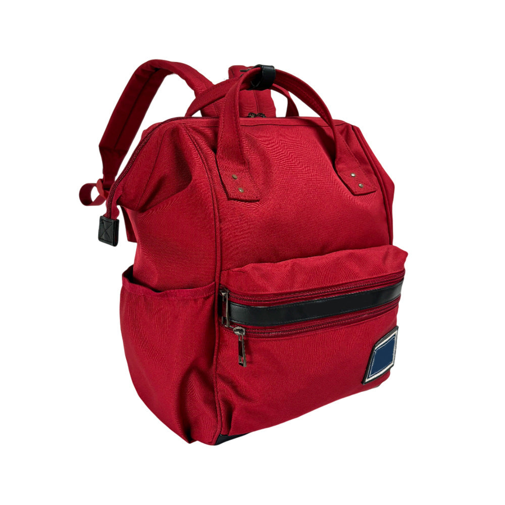 Red large-capacity diaper bag/backpack, multi-functional mother and baby travel storage bag