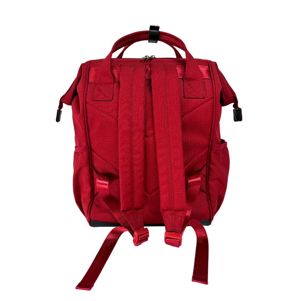 Red large-capacity diaper bag/backpack, multi-functional mother and baby travel storage bag