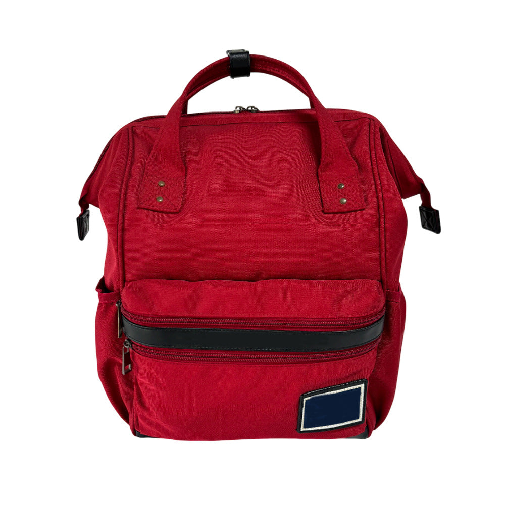 Red large-capacity diaper bag/backpack, multi-functional mother and baby travel storage bag